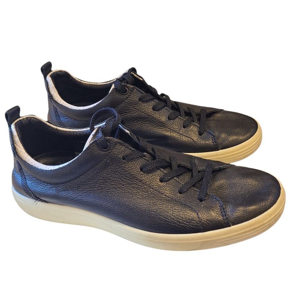 ECCO Soft 7 Casual Leather Shoes Black Leather Mens Size EU 42 US 8 8.5